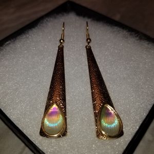 Iridescent gold plated earrings